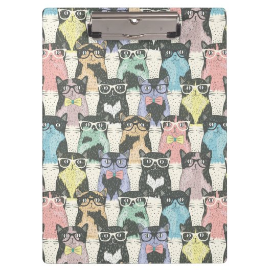 ヒップスターかわいい猫パターン クリップボード (正面)