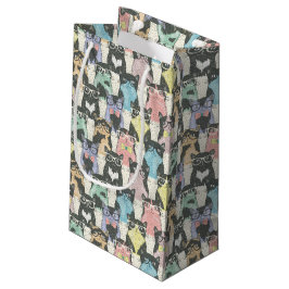 ヒップスターかわいい猫パターン スモールペーパーバッグ