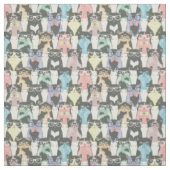 ヒップスターかわいい猫パターン ファブリック (見本)