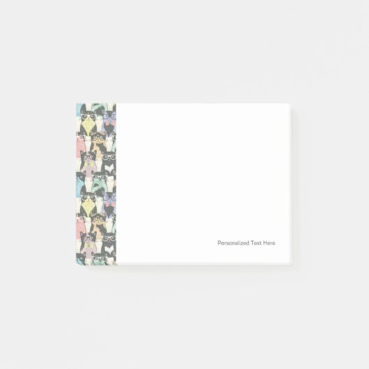 ヒップスターかわいい猫パターン ポストイット (正面)