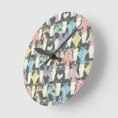 ヒップスターかわいい猫パターン ラウンド壁時計 (傾斜)