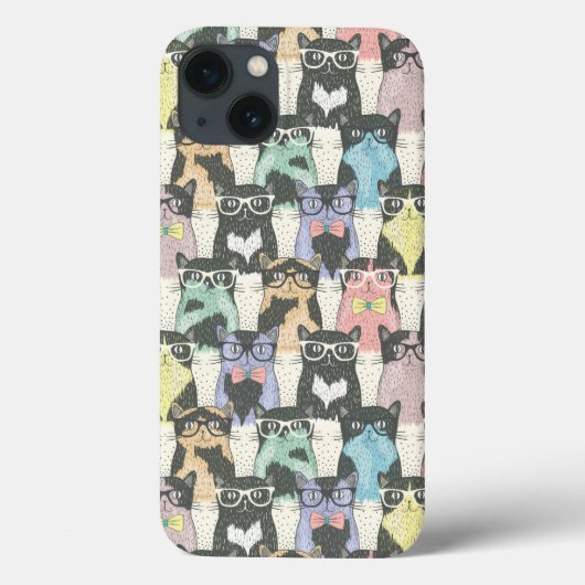 ヒップスターかわいい猫パターン Case-Mate iPhoneケース (裏面)