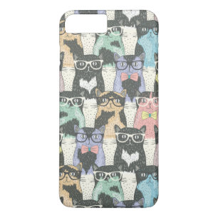 ヒップスターかわいい猫パターン iPhone 8 PLUS/7 PLUSケース