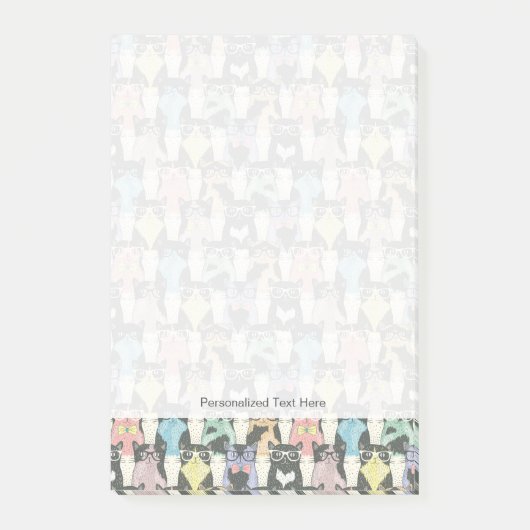 ヒップスターのかわいい猫の柄 ポストイット (正面)