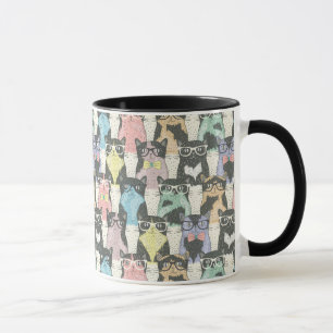 ヒップスターのかわいい猫の柄 マグカップ