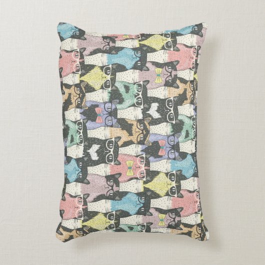 ヒップスターのかわいい猫柄 アクセントクッション (正面(垂直))
