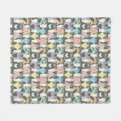 ヒップスターのかわいい猫柄 フリースブランケット (正面(横))