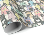 ヒップスターのかわいい猫柄 ラッピングペーパー (ロールコーナー)