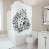 ヒップスターのカメラの落書き シャワーカーテン (インサイチュ)