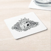 ヒップスターのカメラの落書き スクエアペーパーコースター (アングル)