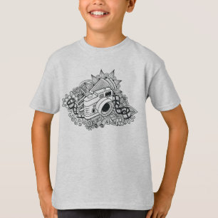 ヒップスターのカメラの落書き Tシャツ