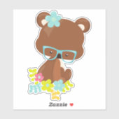 ヒップスターのクマ、メガネ付きクマ、カラフル花 シール (シート)