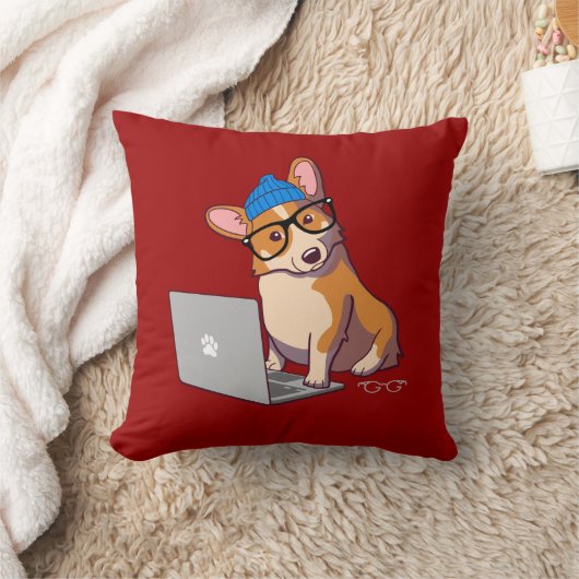 ヒップスターのコーギー2の枕(文字なしで) クッション (ブランケット)
