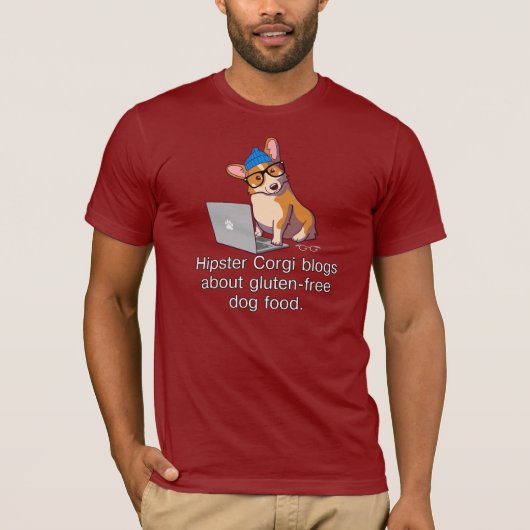 ヒップスターのコーギー2 Tシャツ (正面)