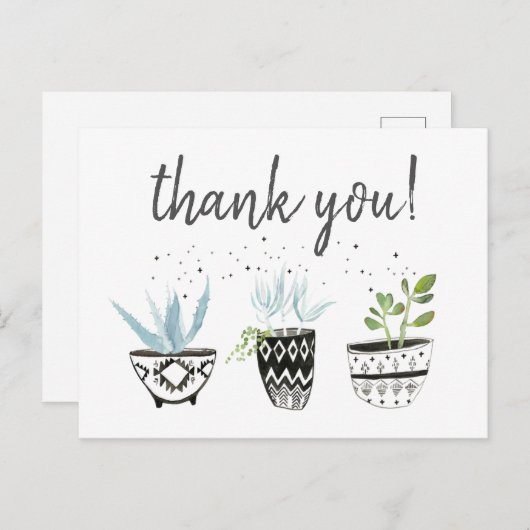 ヒップスターのサボテンのプリントありがとう ポストカード (正面/裏面)