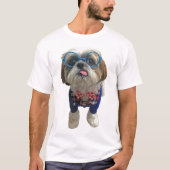 ヒップスターのシーズー(犬)のTzu犬 Tシャツ (正面)
