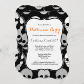 ヒップスターのスカルのハローウィンパーティの招待状 招待状 (正面/裏面)