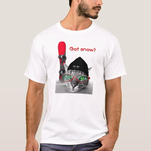 ヒップスターのスノーボード猫のTシャツ Tシャツ (正面)
