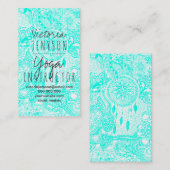 ヒップスターのターコイズのdreamcatcherの花柄の落書きのヨガ 名刺 (正面/裏面)
