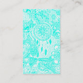 ヒップスターのターコイズのdreamcatcherの花柄の落書きのヨガ 名刺 (裏面)