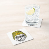 ヒップスターのパグ|それはクールです スクエアペーパーコースター (インサイチュ)