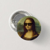 ヒップスターのヒップスターモナ・リザはDa Vinciを影で覆います 缶バッジ (正面&裏面)