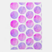 ヒップスターのピンクの紫色のフェイクなグリッターの水玉模様 キッチンタオル (縦)