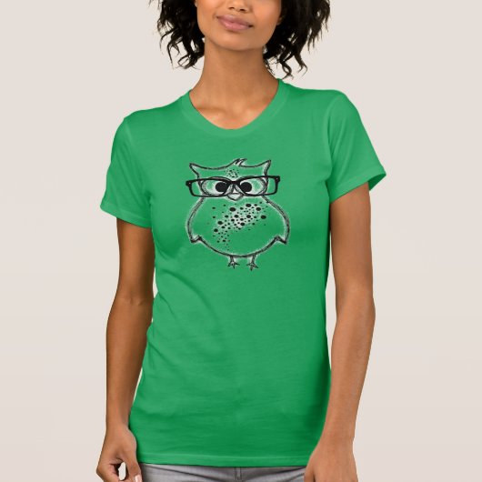 ヒップスターのフクロウのTシャツ Tシャツ (正面)