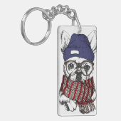ヒップスターのフレンチブルドッグ キーホルダー (正面左)