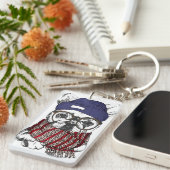 ヒップスターのフレンチブルドッグ キーホルダー (正面右)