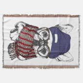 ヒップスターのフレンチブルドッグ スローブランケット (正面)