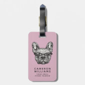 ヒップスターのブルドッグは|あなたの名前を加えます ラゲッジタグ (裏面縦)