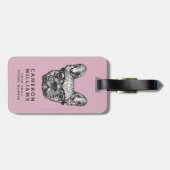 ヒップスターのブルドッグは|あなたの名前を加えます ラゲッジタグ (裏面横)