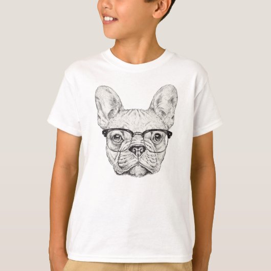 ヒップスターのブルドッグ Tシャツ (正面)