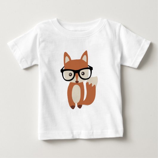 ヒップスターのベビーのキツネw/Glasses ベビーTシャツ (正面)