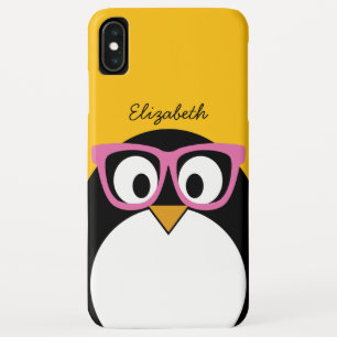 ヒップスターのペンギン-かわいい漫画の黄色のピンク iPhone XS MAXケース