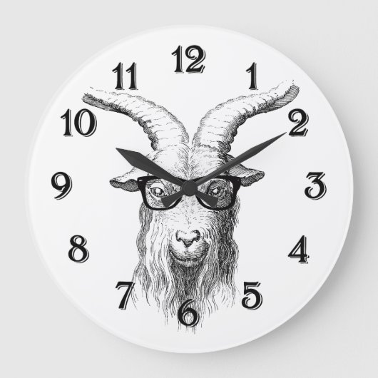 ヒップスターのヤギ ラージ壁時計 (正面)