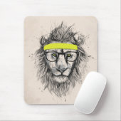 ヒップスターのライオン(軽い背景) マウスパッド (マウス)