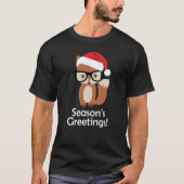 ヒップスターの休日のキツネガラスのかわいい動物のクリスマス Tシャツ (正面)