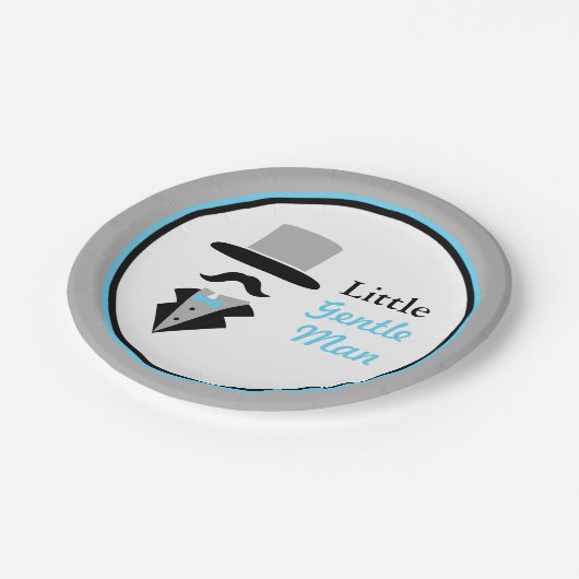 ヒップスターの口ひげの紳士の男の赤ちゃんのシャワー ペーパープレート (アングル)