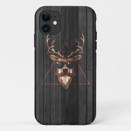 ヒップスターの口ひげ鹿 – Dark Edition Case-Mate iPhoneケース (裏面)