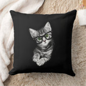 ヒップスターの子ネコ及びガラスの猫好きの装飾用クッション クッション (ブランケット)