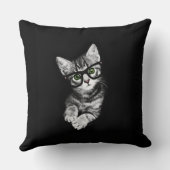 ヒップスターの子ネコ及びガラスの猫好きの装飾用クッション クッション (裏面)