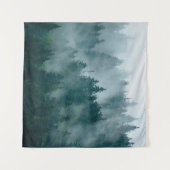 ヒップスターの森に覆われた霧の多いヴィンテージ タペストリー (正面(横))