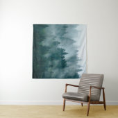 ヒップスターの森に覆われた霧の多いヴィンテージ タペストリー (インサイチュ(横))