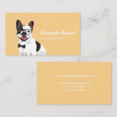 ヒップスターの白およびブラウンのフレンチ・ブルドッグ 名刺 (正面/裏面)