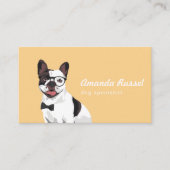 ヒップスターの白およびブラウンのフレンチ・ブルドッグ 名刺 (正面)