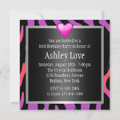 ヒップスターの紫色のシマウマのSweet sixteen 招待状 (裏面)