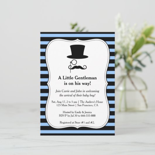 ヒップスターの紳士の男の赤ちゃんのシャワーの招待 招待状 (スタンド正面)
