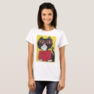 ヒップスターの色彩の鮮やかなタートル・ネック猫 Tシャツ